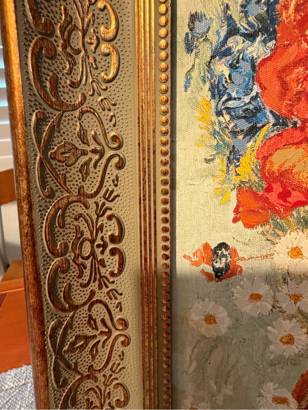 14x11” Red Poppies and Daisies by Vincent Van Gogh with gold ornate frame - Picture 4 of 10